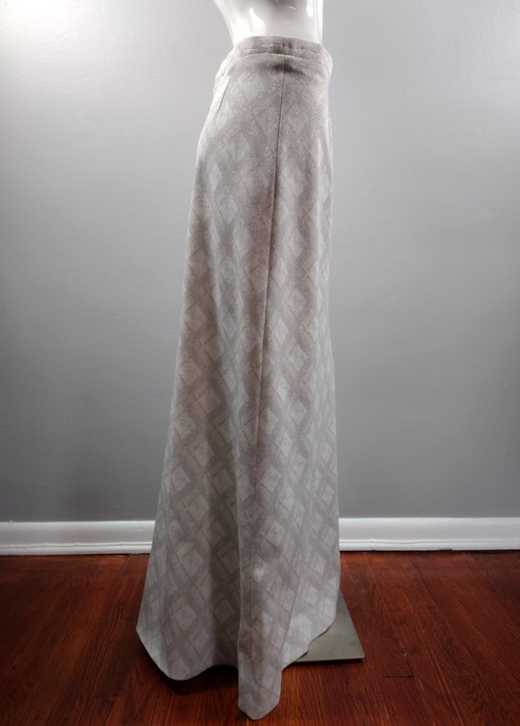 Vintage Maxi Skirt Silver Metallic Shimmer and Sp… - image 2