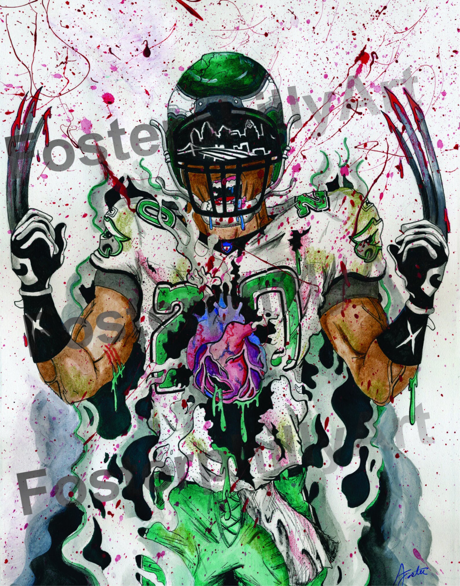 Philadelphia Sports Art Philadelphia Eagles Brian Dawkins Etsy