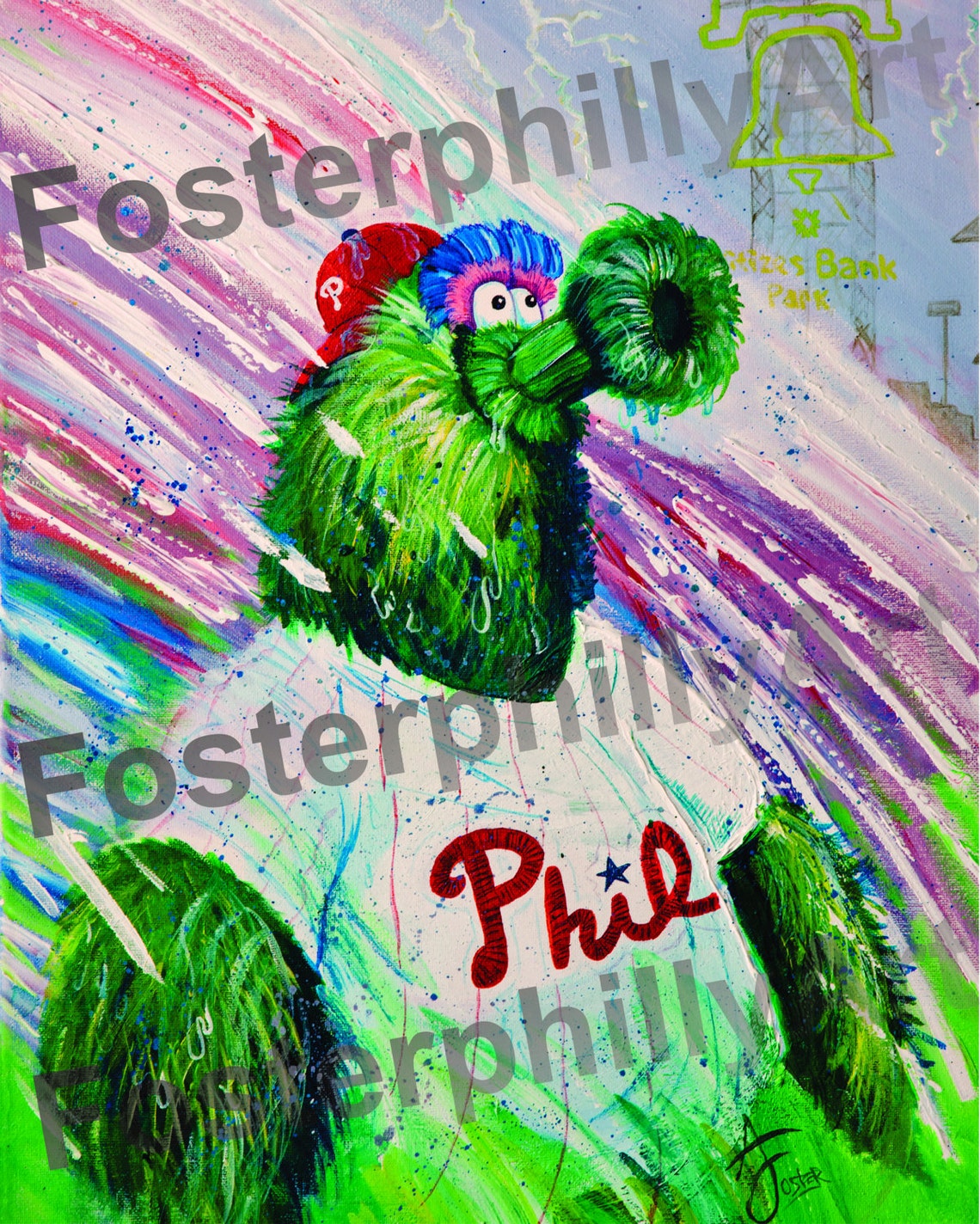 Philadelphia Sports Art Phillie Phanatic CUSTOM PRINT Etsy