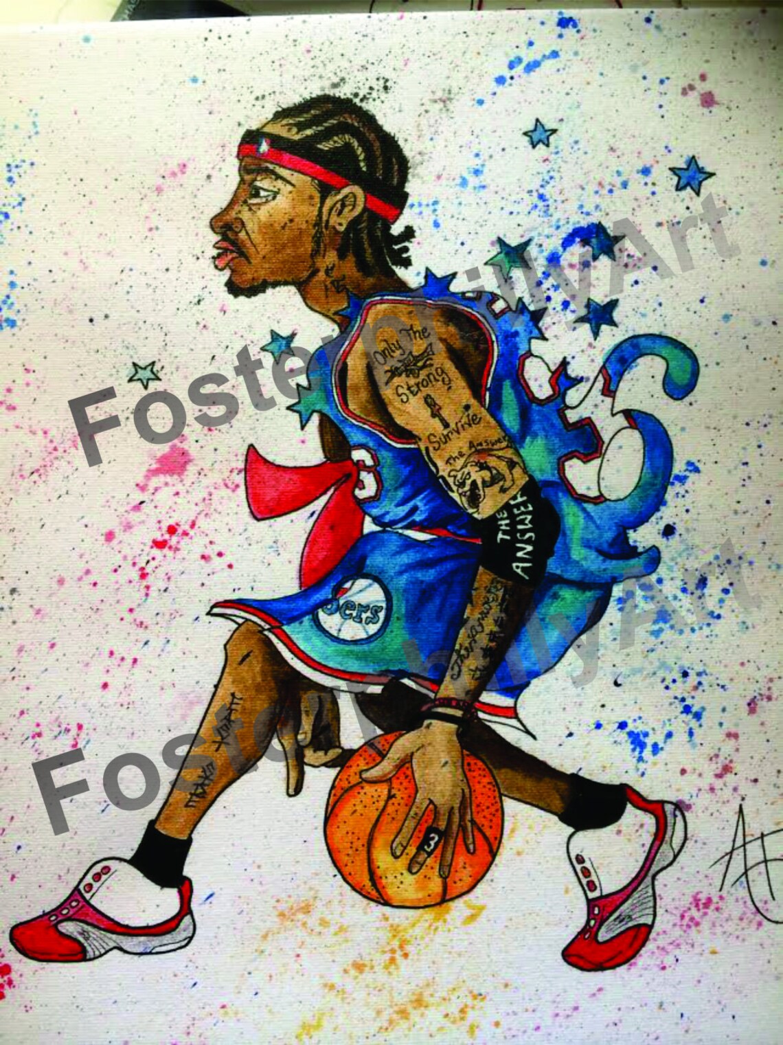 Philadelphia Sports Art - Allen Iverson Philadelphia 76ers CUSTOM PRINT ...