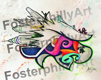 Philadelphia sports art - Philly team design custom print