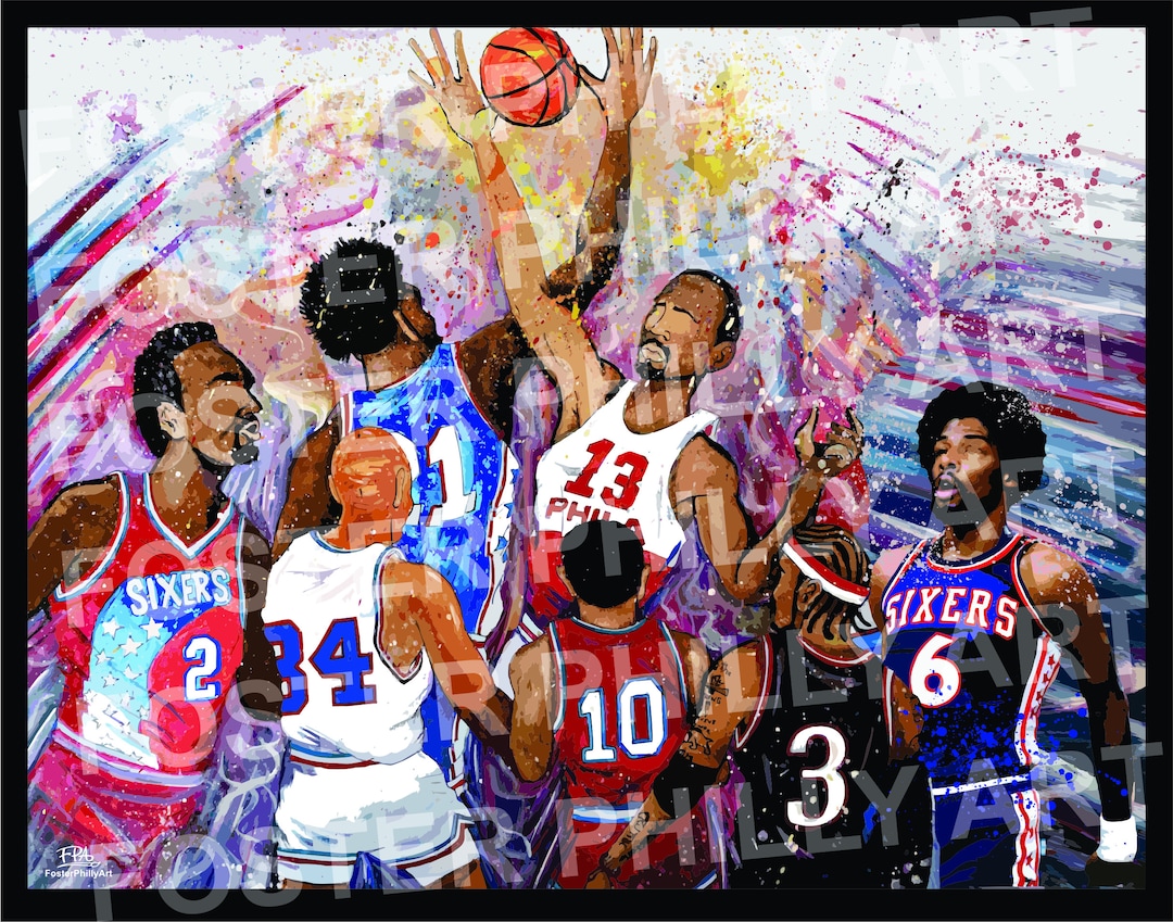 Philadelphia Sports Art sixers Legends CUSTOM PRINT Etsy
