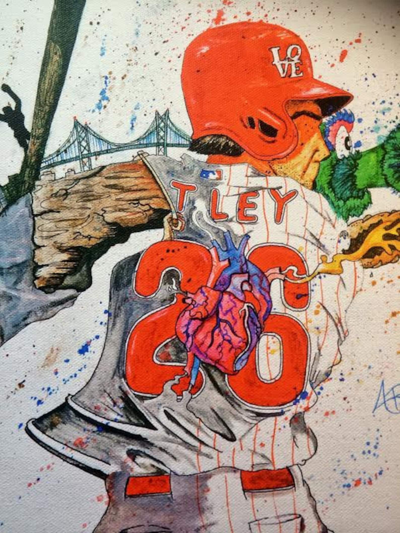 Philadelphia Sports Art Philadelphia Phillies Chase Utley Etsy