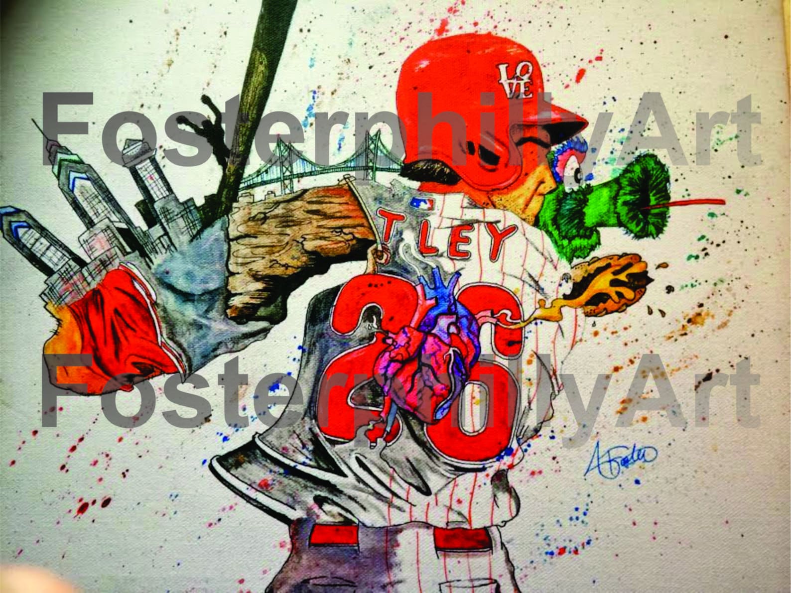 Philadelphia Sports Art Philadelphia Phillies Chase Utley Etsy