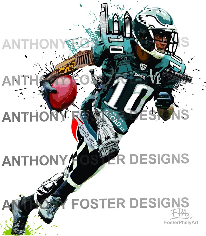 Philadelphia Sports Art Desean Jackson Eagles Custom Print Etsy