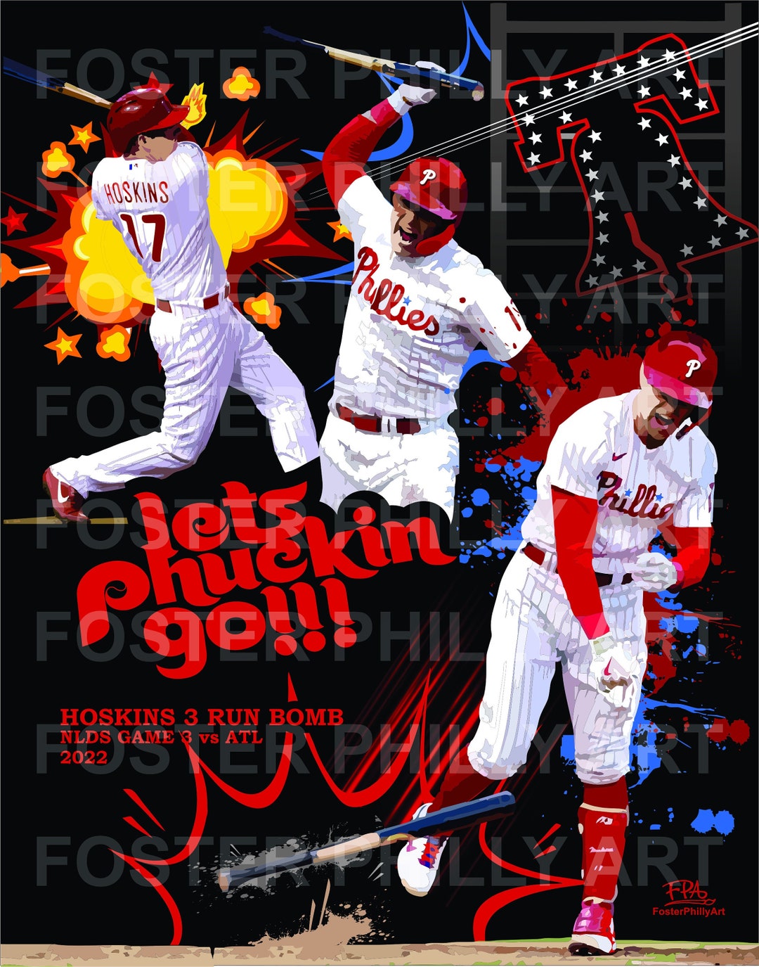 Philadelphia Sports Art rhys BAT Spike Custom Etsy