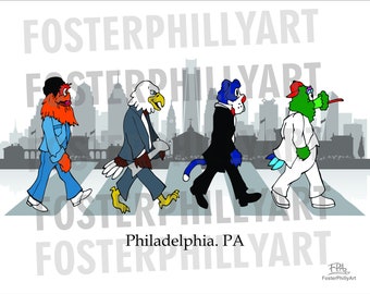 Philadelphia sport art  - Philadelphia MASCOTS BEATLES