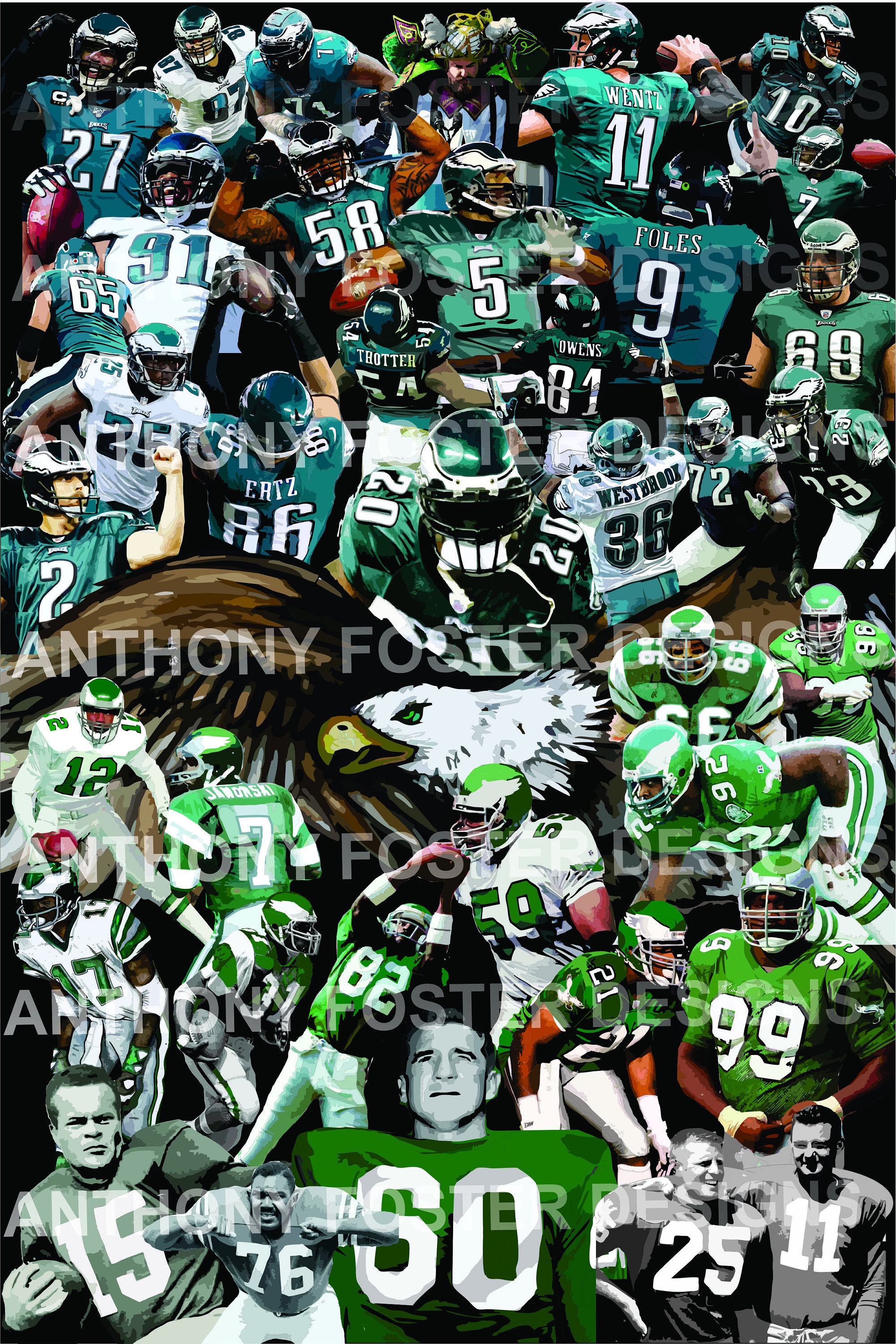 Custom philly sports art - Eagles Greats