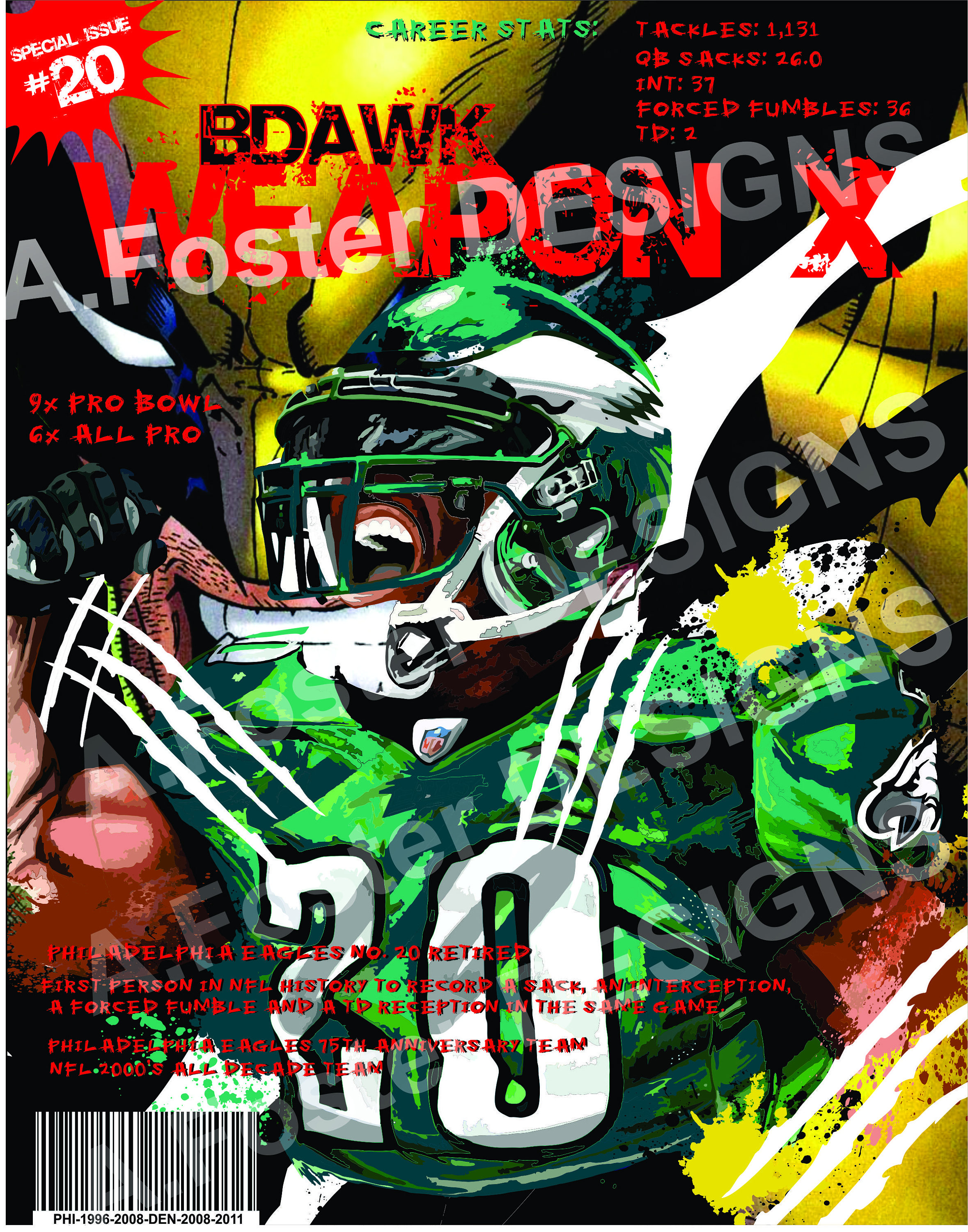 Philadelphia Sport Art Philadelphia Eagles Brian Dawkins / 