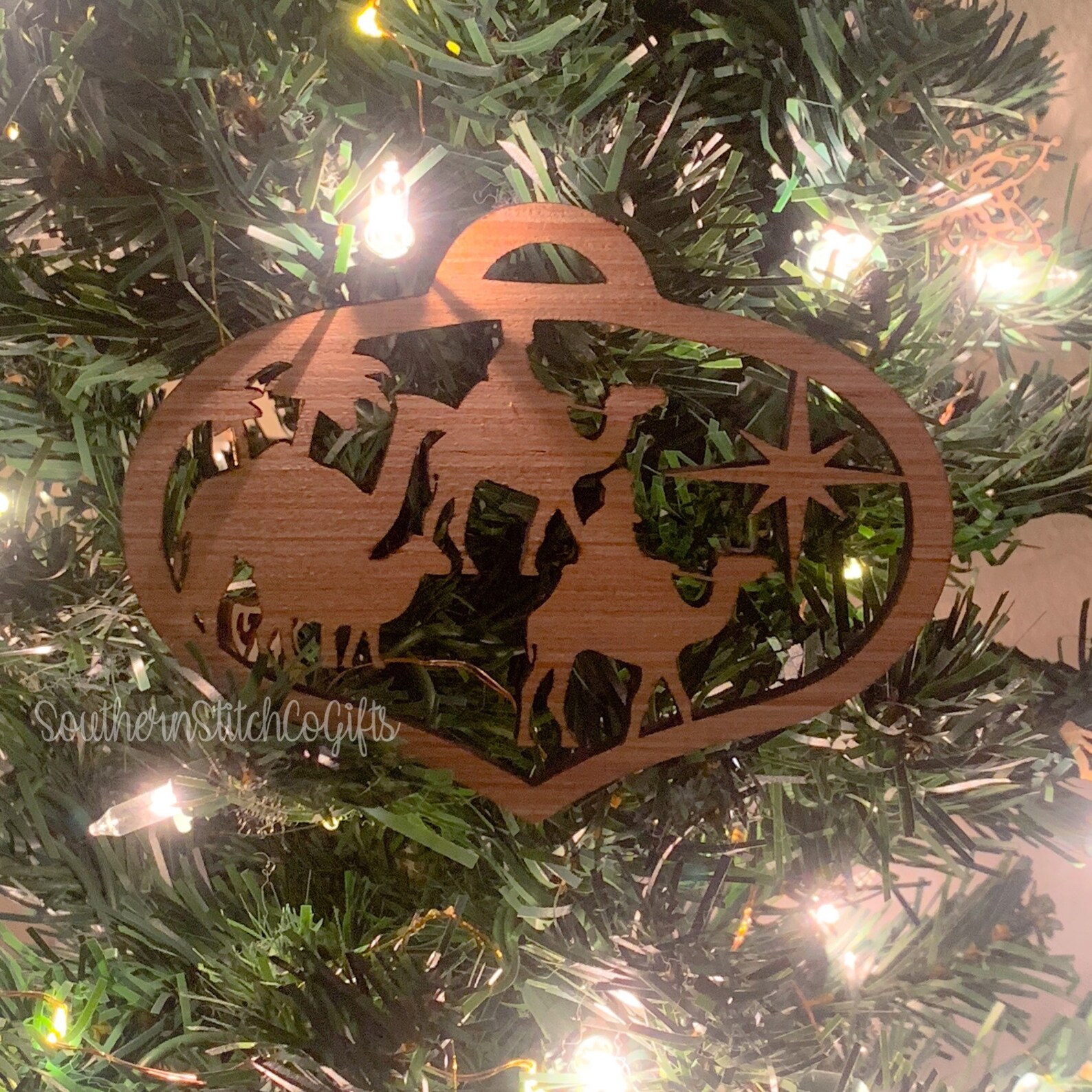 Laser Cut Nativity Ornament Set 3 Etsy