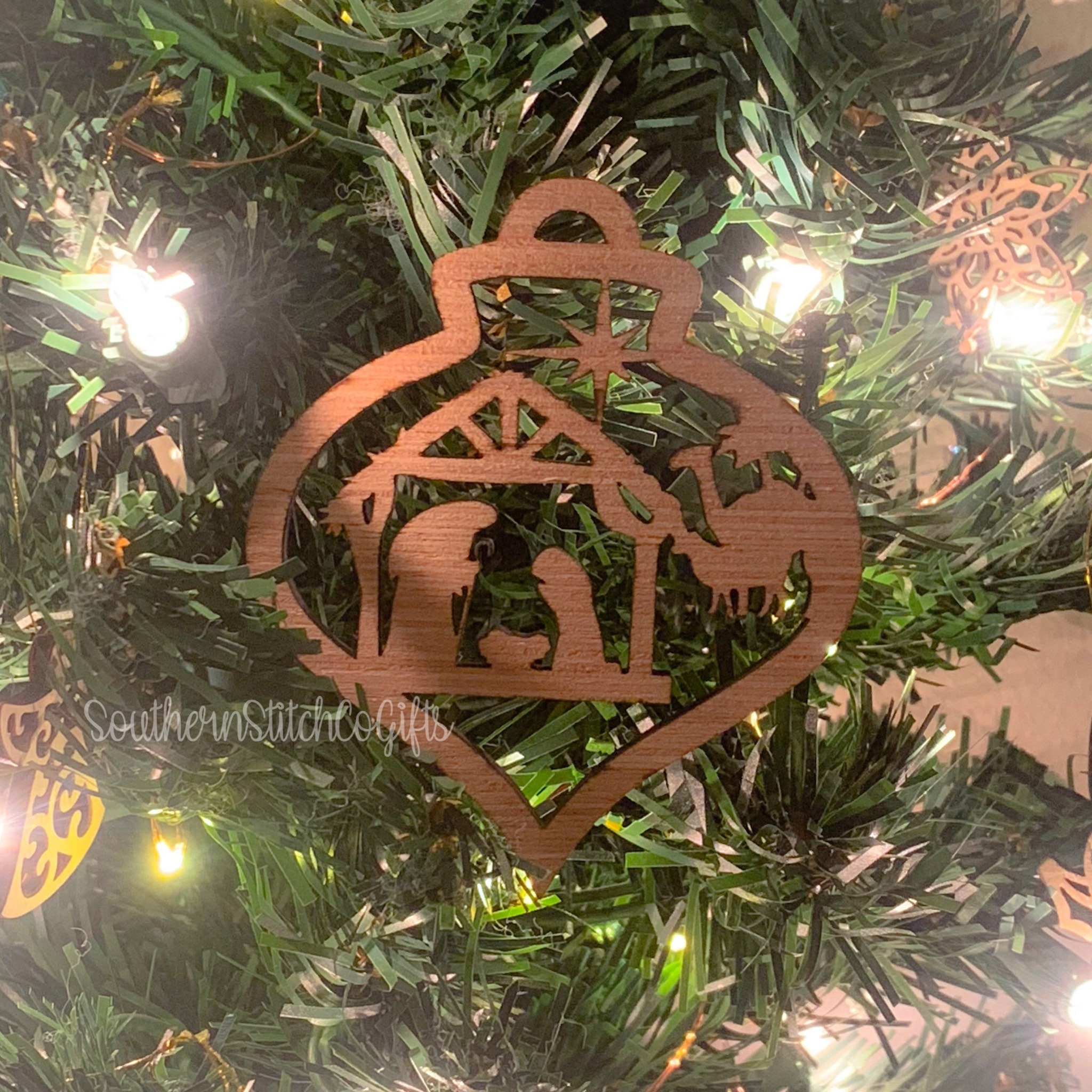 Laser Cut Nativity Ornament Set 4 Etsy