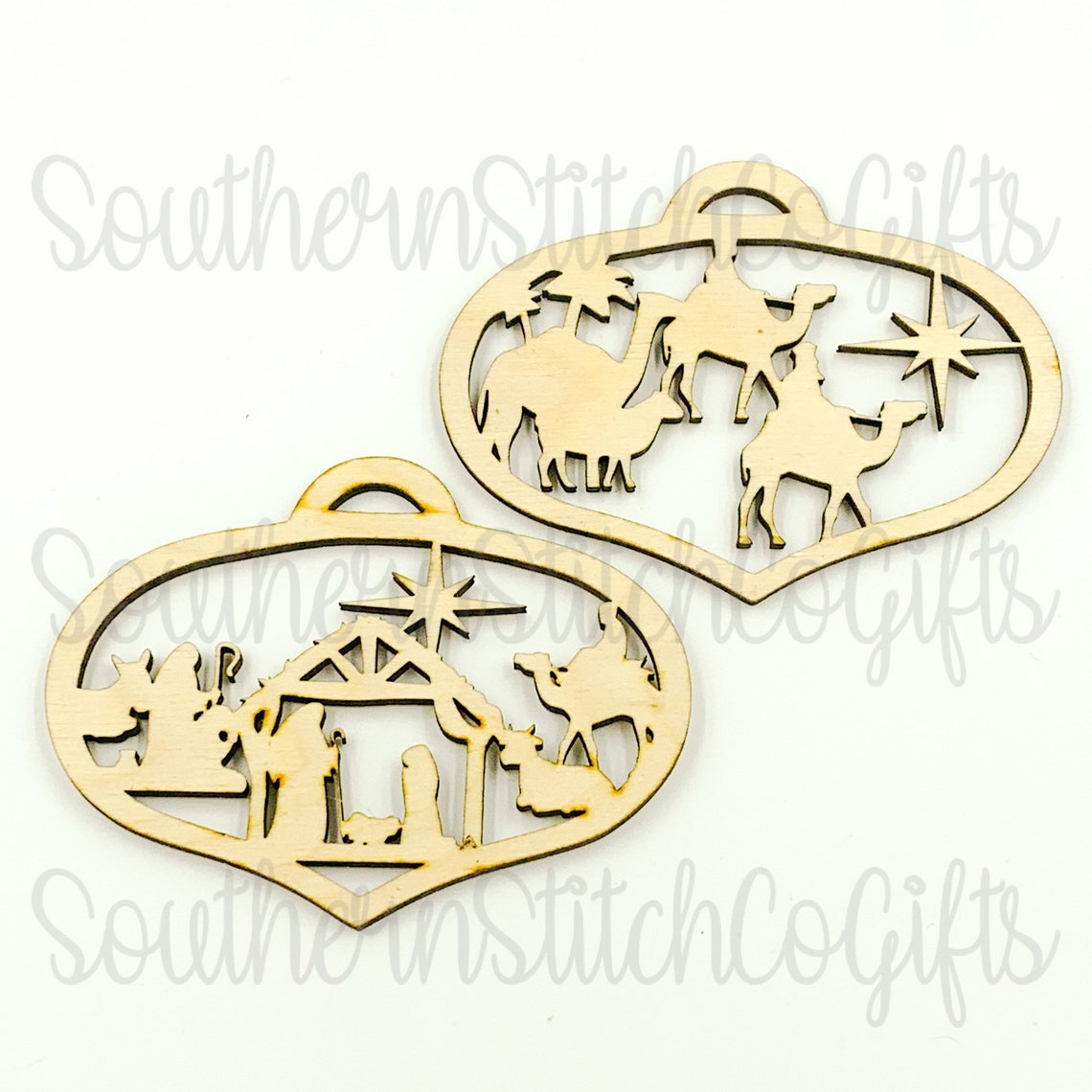 Laser Cut Nativity Ornament Set 3 Etsy