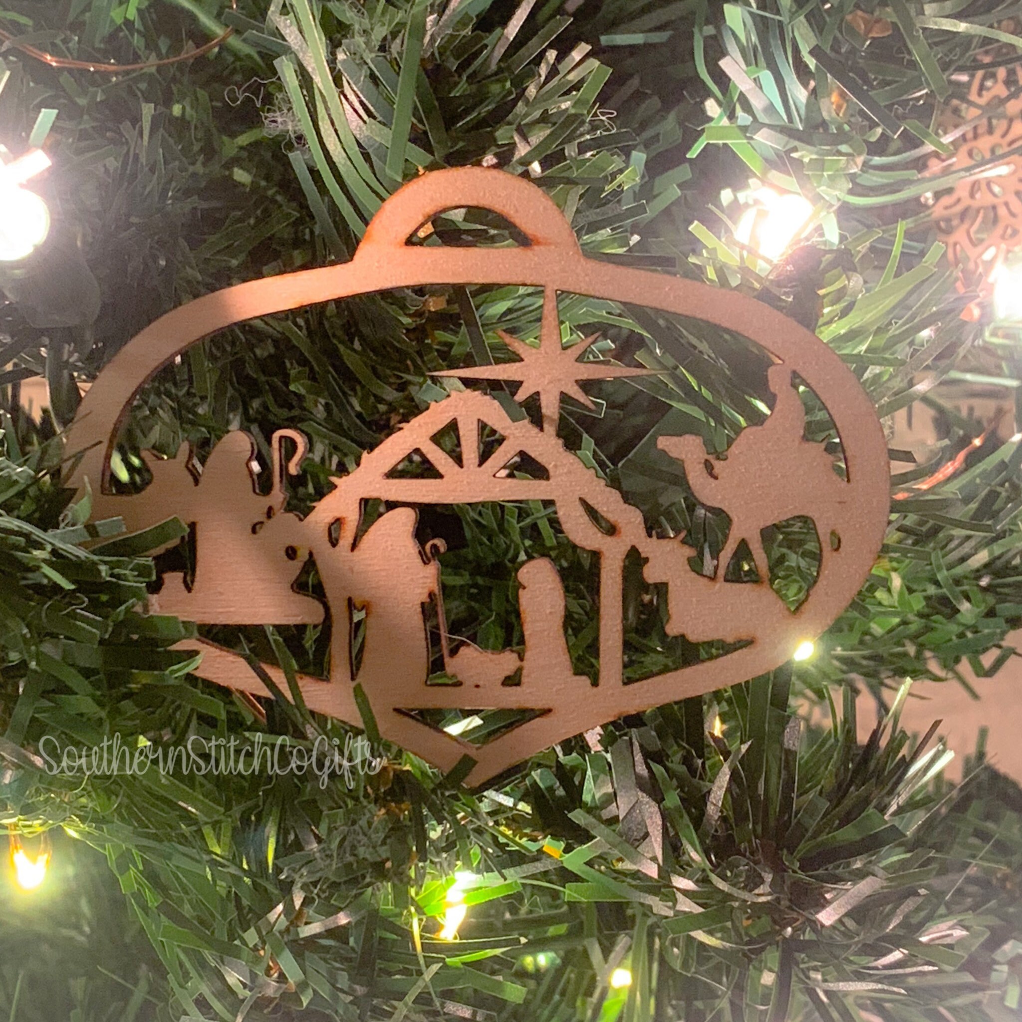 Laser Cut Nativity Ornament Set 3 Etsy