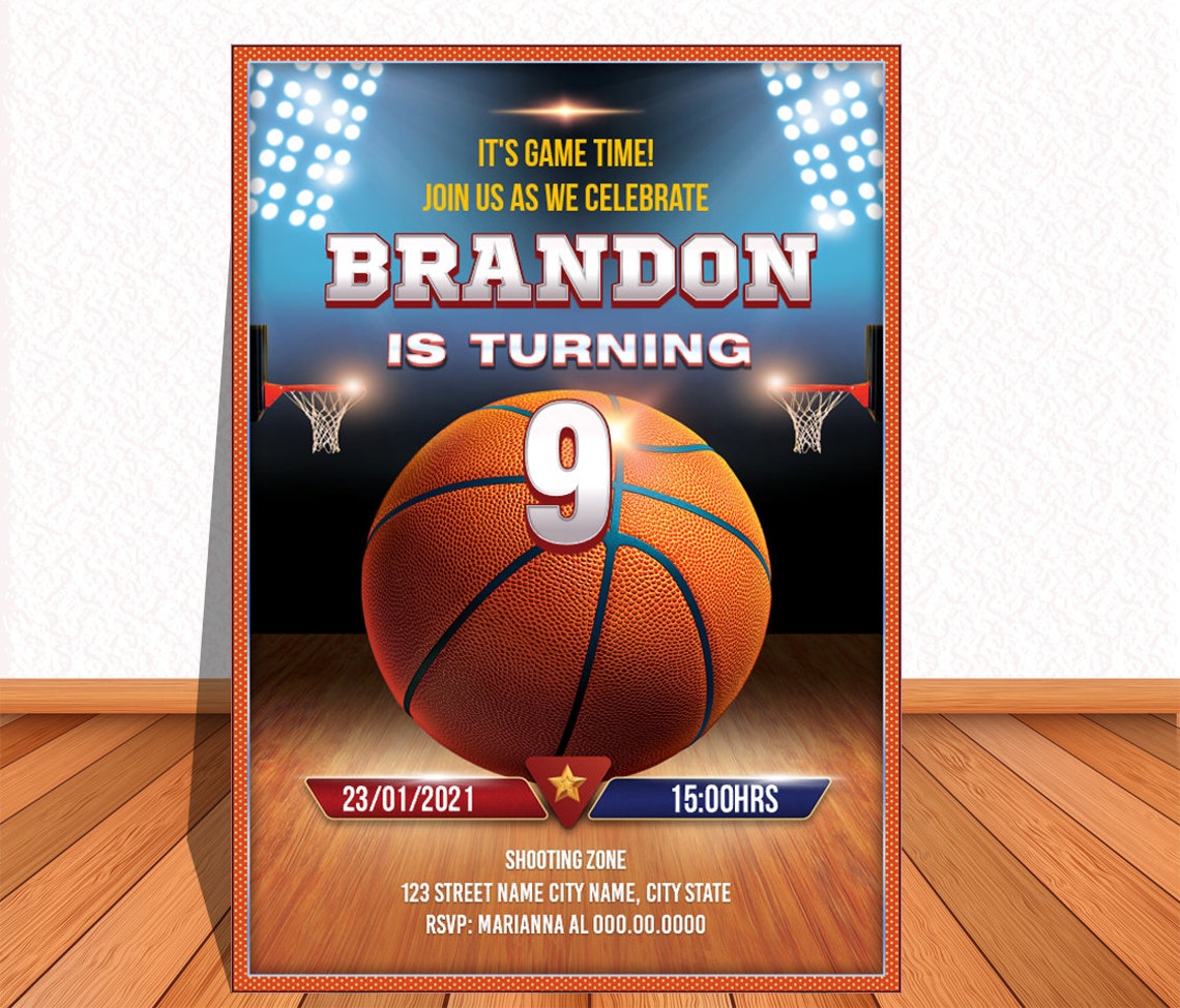 BASKETBALL invitation digital editable in PowerPoint instant Etsy