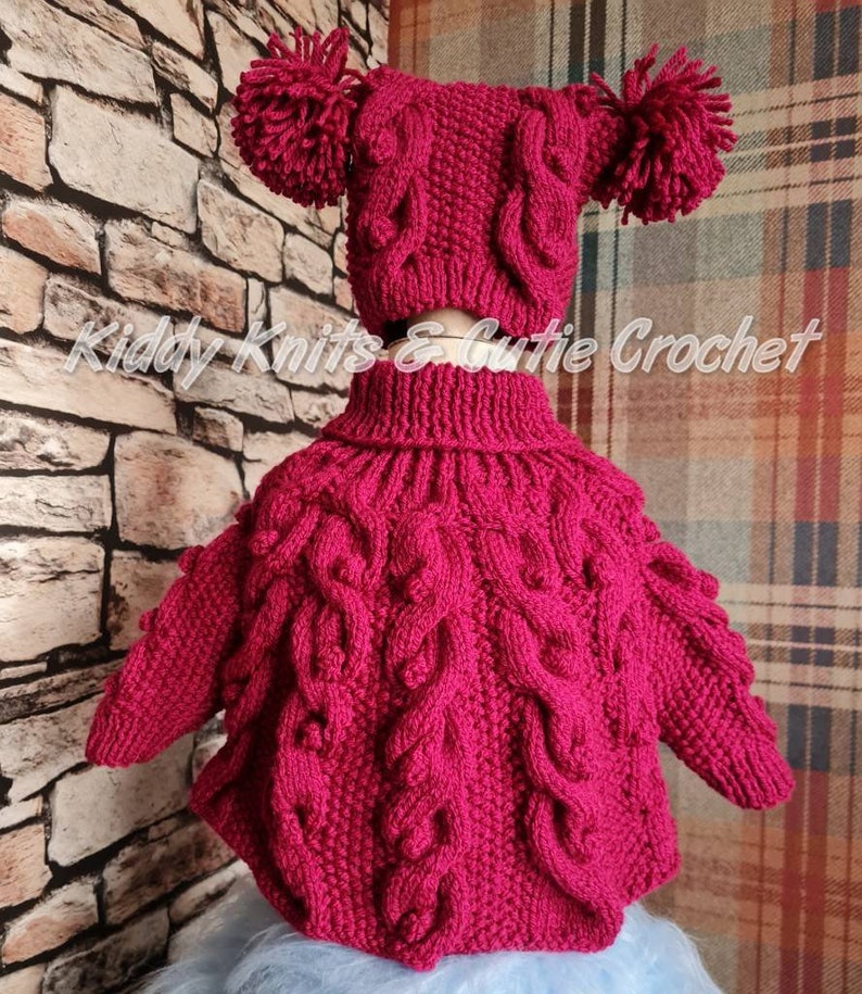 Theia Aran Poncho and Hat Knitting Pattern Etsy UK