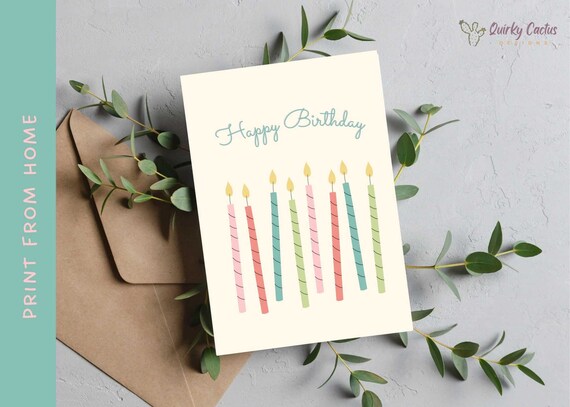 Printable Birthday Card Happy Birthday Instant Download 5x7 - Etsy