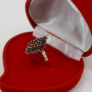 Vintage HE Sterling Silver 830S Ring med äkta granater Mid-Century Cluster Granat Ring