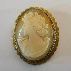 Carved Shell Cameo Pendant/Brooch Left Facing, Carved Brooch Pin Pendant, Vintage Shell Cameo