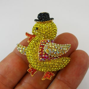 Vintage Butler and Wilson Duck brooch, Vintage Rhinestone Duck Pin, Signed Brooch