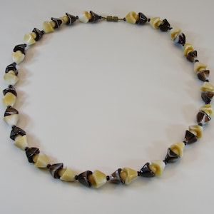 Czech Vintage Necklace, Beige Glass Czech Necklace, Glass Vintage Necklace, Made in Czechoslovakia, Wedding Gift, Women Necklace