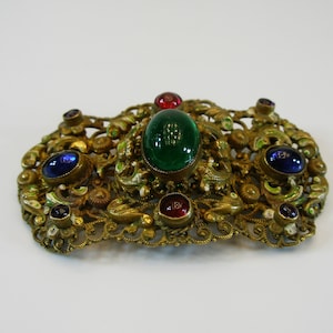 Stunning 1920 Czech Bohemia Filigree Rhinestone Brooch, Crystal Brooch, Czech Antique Czech Brooch