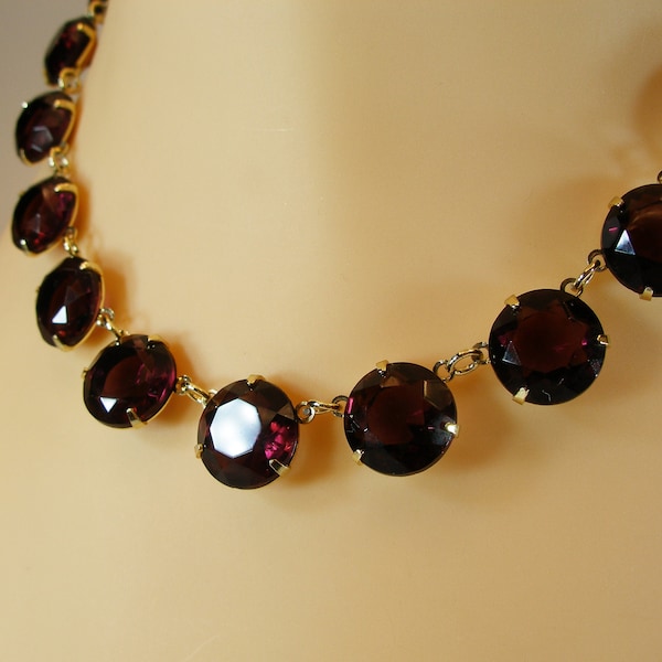 Anna Wintour Crystal Necklace, Bezel Set Glass Crystal Beads Necklace, Vintage Necklace, Choker, Vintage Choker Necklace