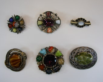 Vintage Miracle Brooch Celtic Multi Stone Pin Signed Brooch-Dress Jewelry
