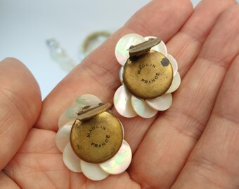 Broche Vintage Louis Rousselet – Laiton Et Perles De Verre Nacrées