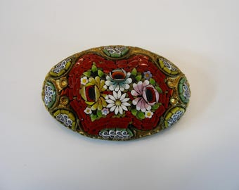 ヴィンテージマイクロモザイクブローチ イタリア製 ヴィンテージ