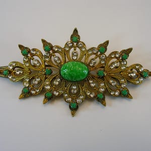 Vintage art nouveau-haarspeldje met grote haarspeld, pekin-glas haarspeldje