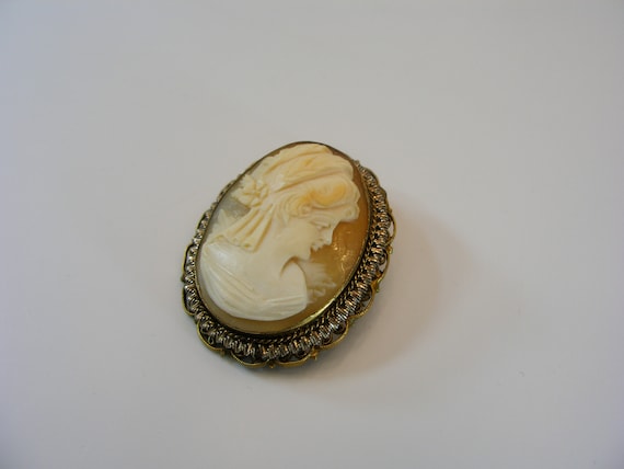 Carved Brooch Pin Pendant, Carved Shell Cameo Pen… - image 3