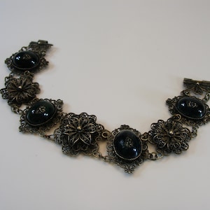 Antique Sterling Silver Filigree Bracelet, Rare Old Silver Link Filigree Vintage Bracelet, Hand Jewelry