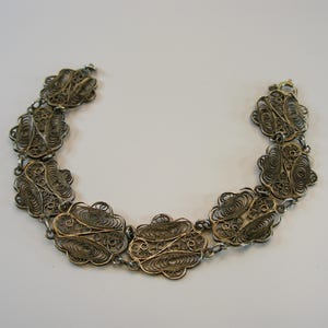 Vintage Old Sterling Silver Filigree Bracelet, Rare Old Silver Link Filigree Vintage Bracelet, Hand Jewelry