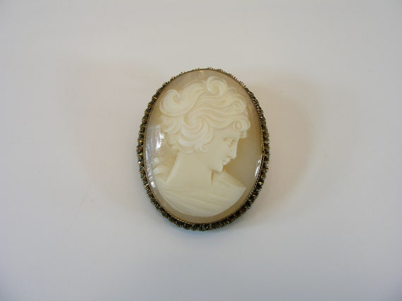 Lovely Vintage Shell Cameo, Carved Brooch Pin Pen… - image 8