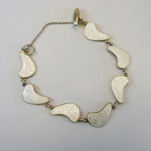 Sterling Silver Bracelet VOLMER BAHNER Denmark Bracelet Vintage 1960s White Guilloche Enamel Gold Plated 925 Bracelet
