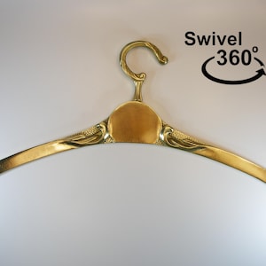 Swivel solid vintage brass bridal hanger-brass wedding dress hanger-brass clothes hanger-old vintage brass hanger-brass coat hanger