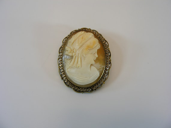 Carved Brooch Pin Pendant, Carved Shell Cameo Pen… - image 9