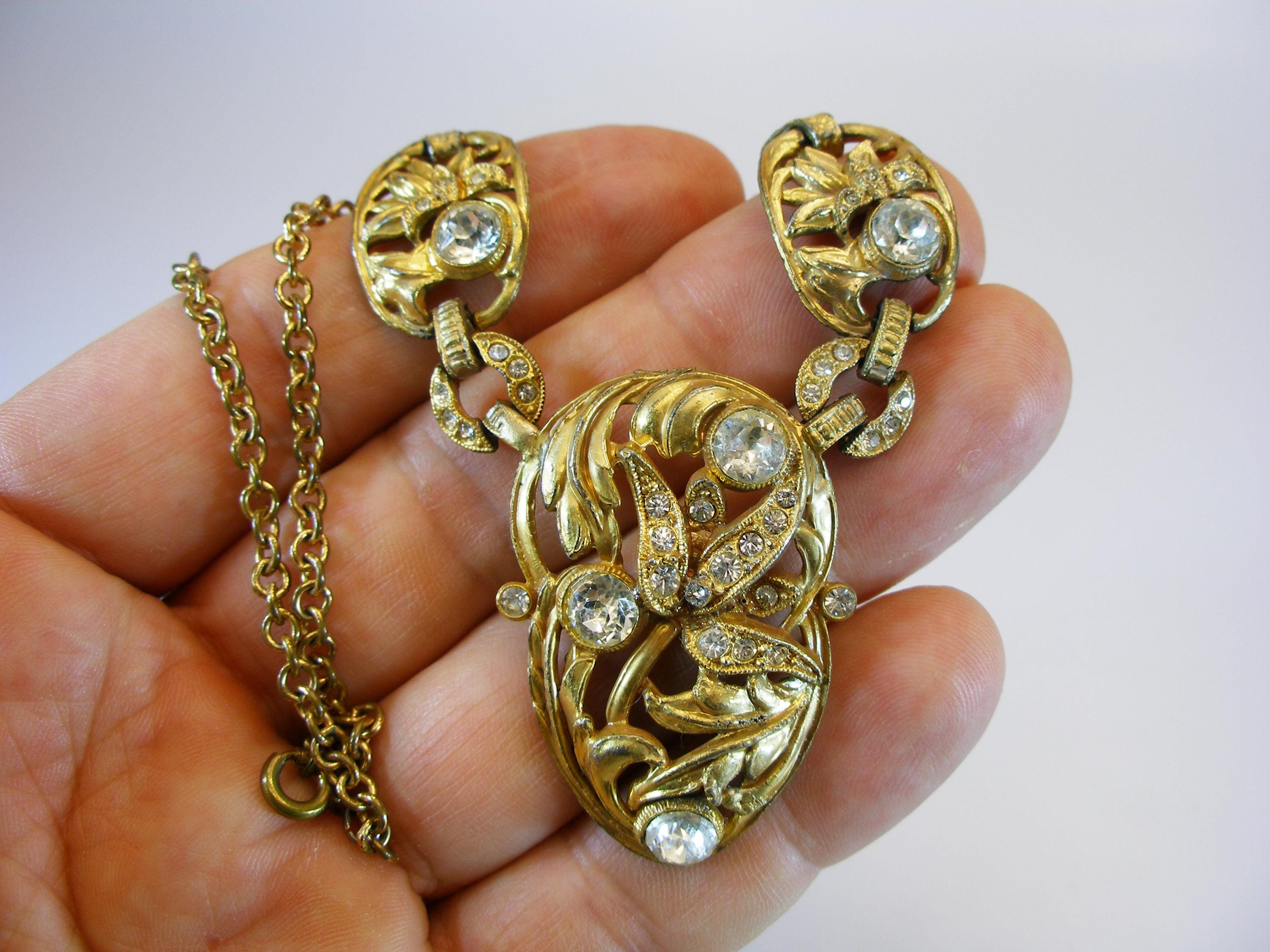 Vintage 40s Paste Necklace, Art Deco Era, Art Deco Choker