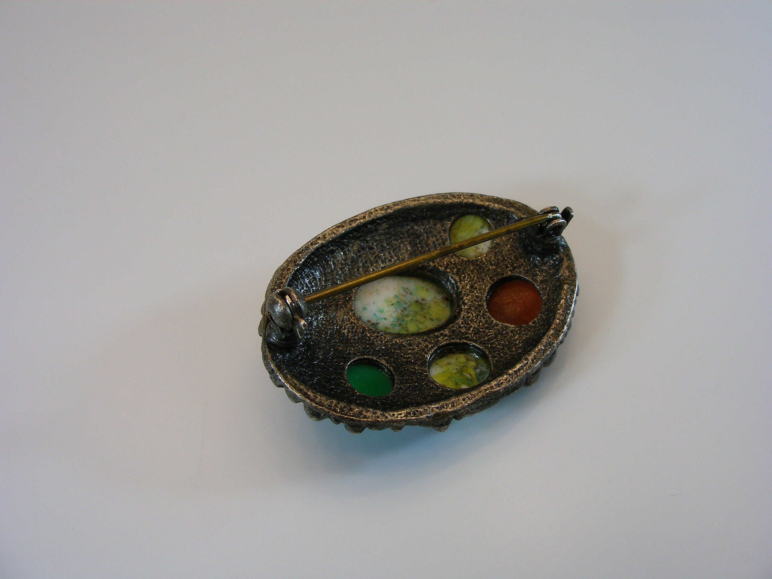 Broche Ancienne Vintage Avec Pierre Naturelle - Bijou D'occasion