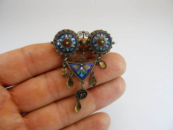 1900‘s Norwegian cloisonné enamel Sterling silver… - image 5