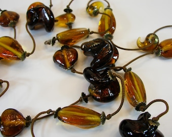 Ausgefallene Lange Vintage Murano Venezianische Glas Perlen Halskette-Seltene Venezianische Murano Glas Perlen Halskette-Sammler-Handmade