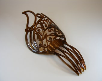 Vintage Art Deco Celluloid Hair Comb, Spanish Peineta