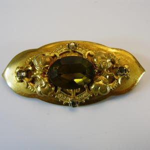 Vintage Art Deco 1920s 1930s Czech Gablonz Neiger Filigree Brooch With Faux Topaz Glass-Vintage Brooch-Dress Pin-Jewelry