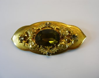 Vintage Art Deco Neiger Brosche, Faux Topas Filigree Pin