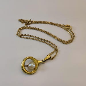 Vintage Amerik K&L 14ct Rolled Gold Necklace Pendant Gold Chain Necklace Signed Gold Tone Necklace with Pendant