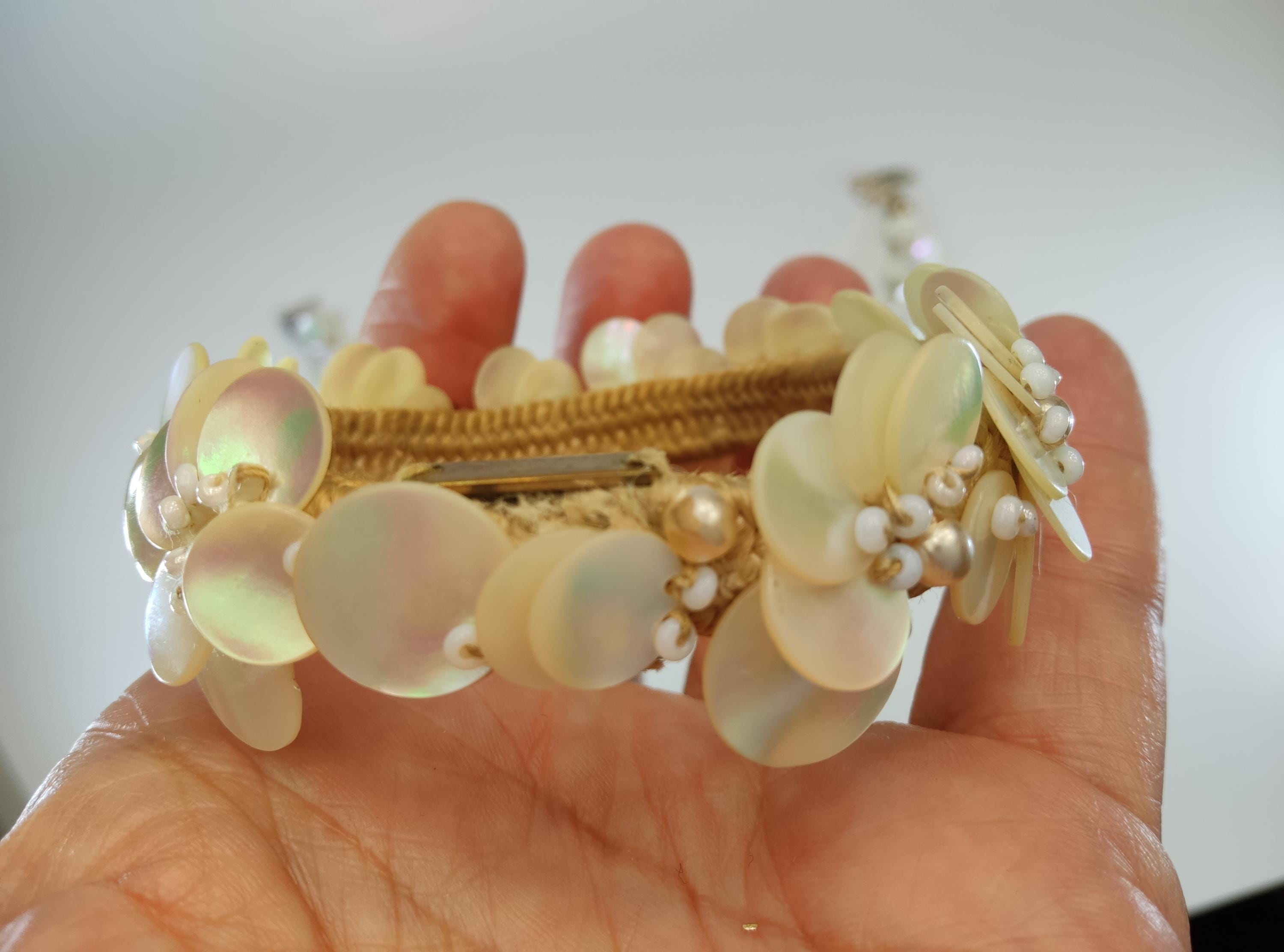 Bracelet Vintage Louis Rousselet - Perles De Verre Nacrées - Bijou Ancien