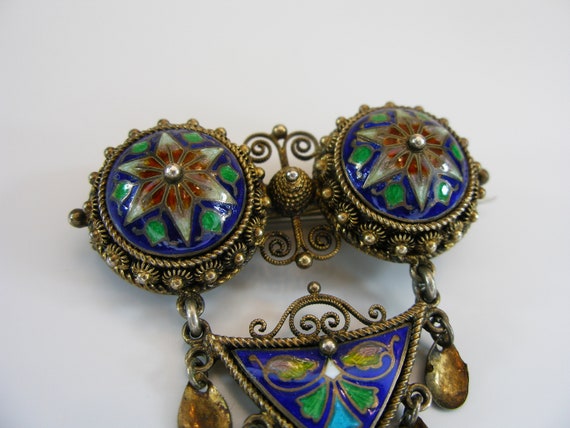 1900‘s Norwegian cloisonné enamel Sterling silver… - image 8