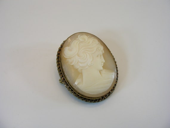 Lovely Vintage Shell Cameo, Carved Brooch Pin Pen… - image 9