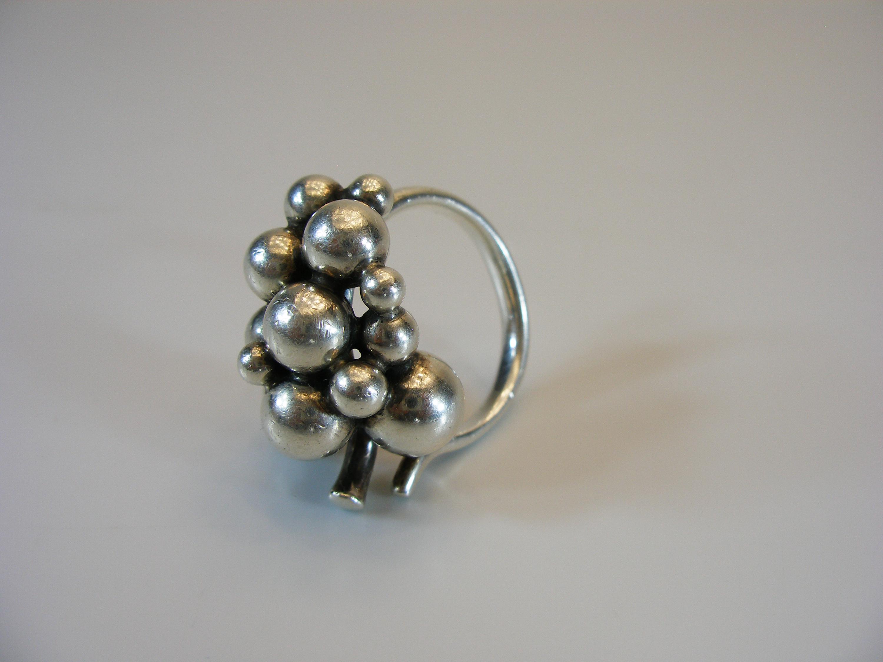 GEORG JENSEN Moonlight Grapes Collection Ring, Signed 925S 