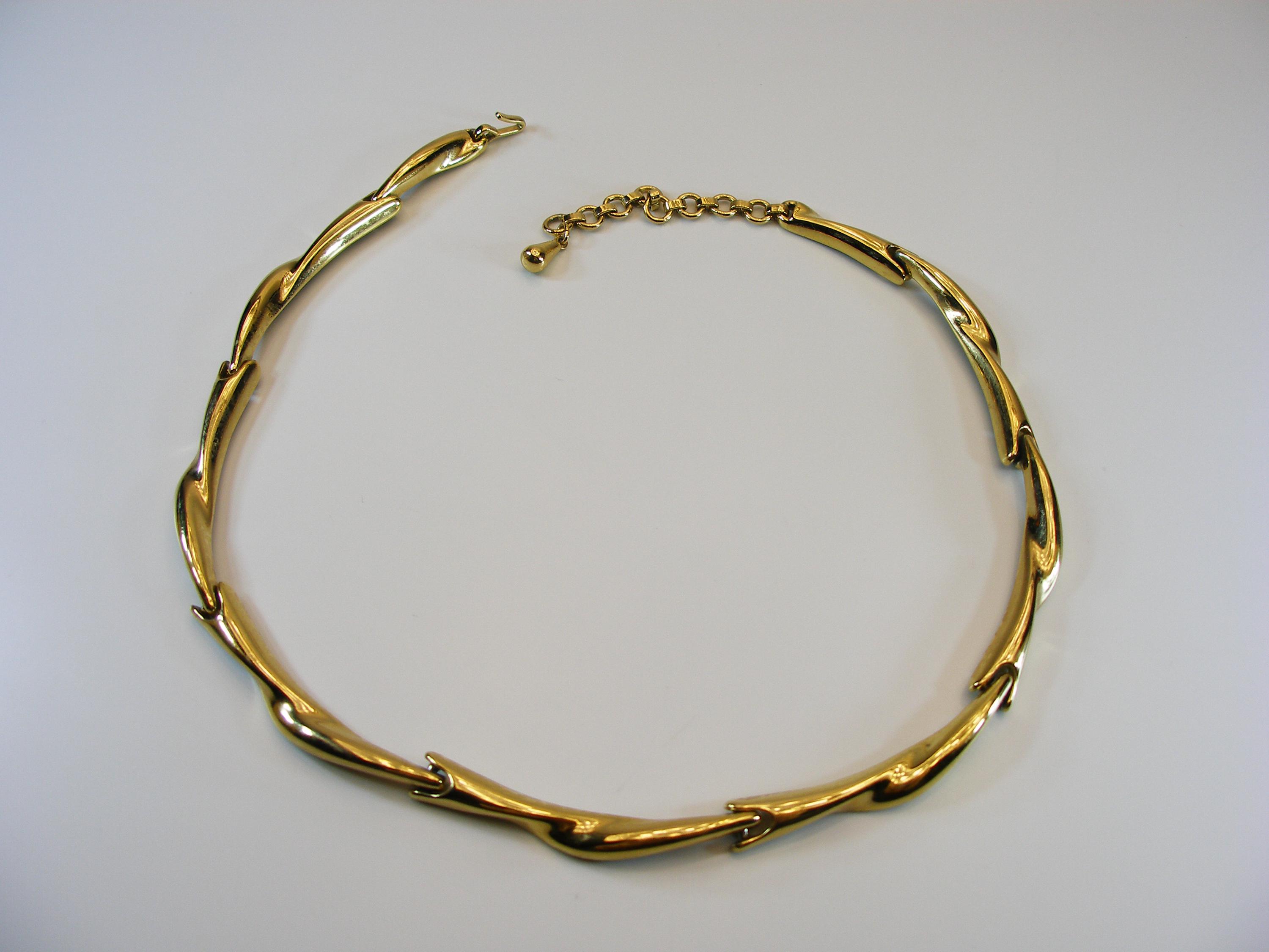 MONET Choker Vintage Gold Brass Necklace, Brutualist Necklace, Statement Choker, Brutualist Choker, Jewelry